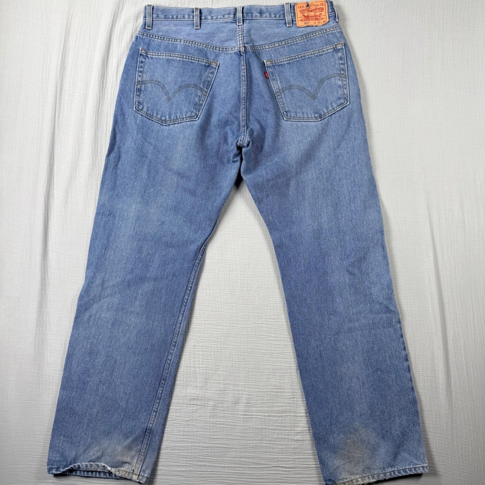 Levis 505 Jeans Men 38x34 (38x32) Regular Fit Light Wash Denim Y2K Gorpcore READ - Picture 2 of 9